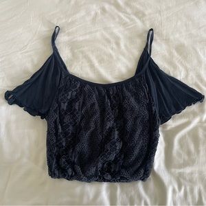 Navy Blue Hollister Cold Shoulder Top